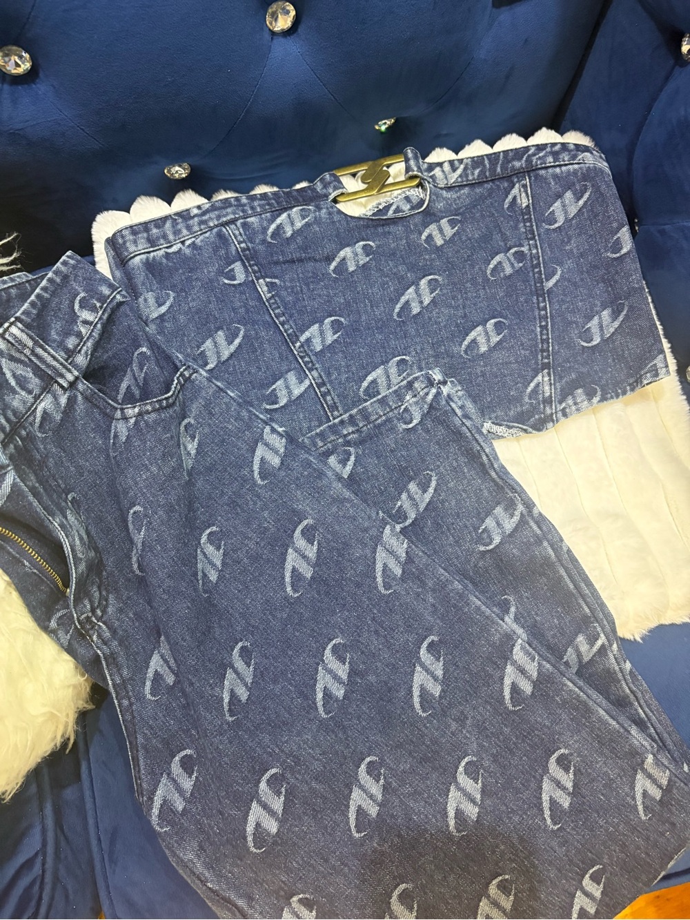 & Other Stories Blue Monogram High-Rise Jeans